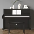Elegant Piano Room Interior With Black Piano Music Sheets And Decorative Items