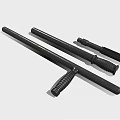 Black Long Handle Tools With Textured Grips And Various Sizes 3d model