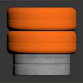 Orange Cylindrical Furniture Pads With Soft Surface And Metal Base Stacked Design