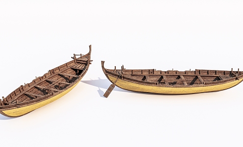 Old wooden boat Modern boat 3d model