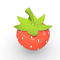 Fresh Red Strawberry With Green Stem Leaves And White Seeds On Surface