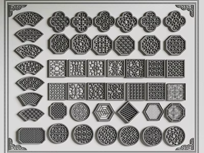 Diverse Lattice Window Designs Featuring Intricate Traditional and Modern Patterns 3d model