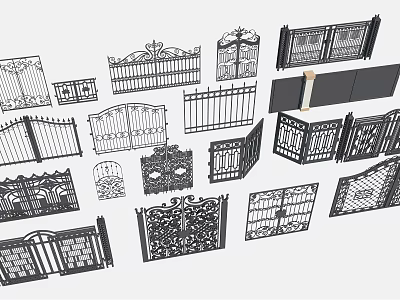 Wrought Iron Gates With Various Ornate Designs And Decorative Patterns For Home 3d model
