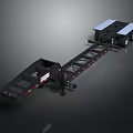 Black Heavy Duty Flatbed Trailer With Long Metal Frame Wheels And Reflective Strips