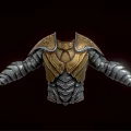 Man Wearing Metallic Gold And Silver Intricate Designed Armor With Shoulder Chest Pieces 3d model