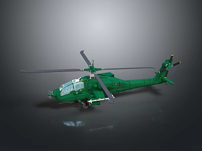 Green Military Helicopter Model With Detailed Rotors And Crafted Design 3d model
