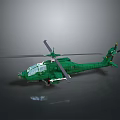 Green Military Helicopter Model With Detailed Rotors And Crafted Design