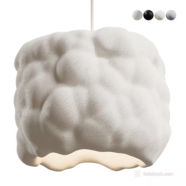 Modern White Textured Chandelier With Soft Cloud Like Surface Design 3d model