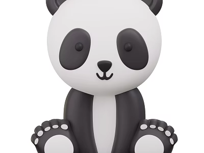 Cute Black And White Panda Doll With Smiling Face Sitting Pose And White Paw Pads 3d model