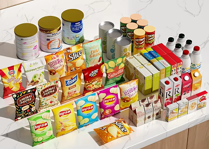 Snack Potato Chips Milk Powder Milk 3d model