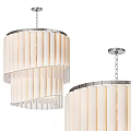 Elegant Multi Tier Chandelier Featuring White Cylindrical Panels And Clear Glass Frames 3d model