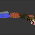 Colorful Toy Train With Blue Orange Green Cars And Brown Red Decorated Head