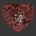 Assorted Foods on Heart Shaped Tray with Champagne Coconut Fruits Sauces and Roses