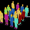 Mannequins Dressed In Different Outfits Standing On Gray Background Displaying Various Styles