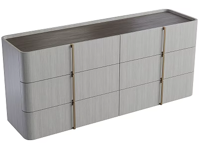 Modern Entryway Sideboard Cabinet With Light Gray Wooden Finish And Metal Handles 3d model