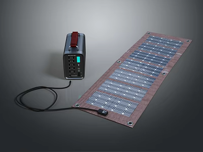 Solar Powered Daily Use Electrical Device With Charging Panel And Cable 3d model