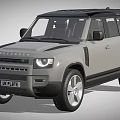 Grey Land Rover Defender SUV With Black Roof And UK License Plate