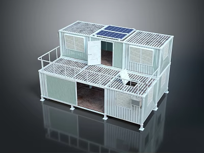 Modern Container House Design With Solar Panels Balcony Windows And Open Layout 3d model