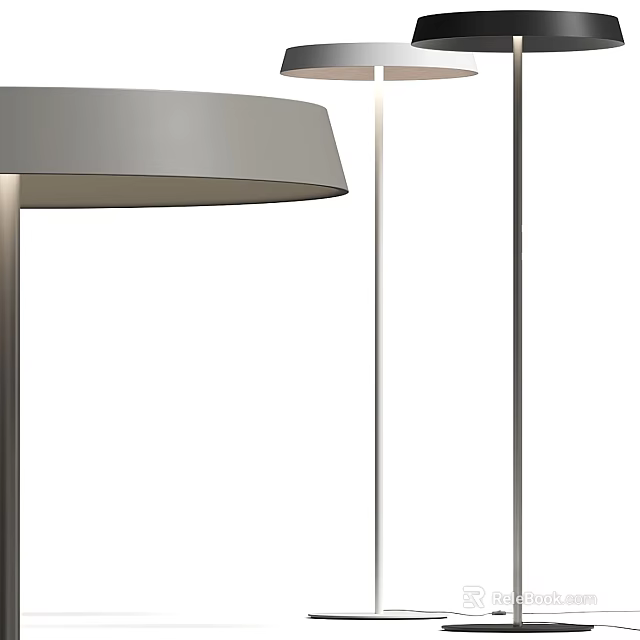 Modern Minimalist Floor Lamp With Gray Shade And Metal Stand For Living Room Decor 3d model 