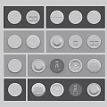 Modern Switch Panels With Round And Square Buttons In Dark Grey Design 3d model