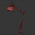 Red Floor Lamp With Adjustable Arm And Small Shelves On Base 3d model