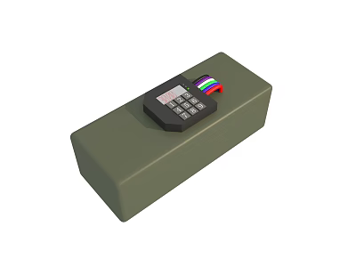 Military Weapon With Green Casing Black Control Panel Numeric Keypad And Colorful Components 3d model