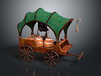 European-style Ancient Rack Car Rack Car Rack Car Trolley 3d model