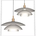 Modern Layered Pendant Chandeliers with White Shades and Golden Metal for Interior Decoration
