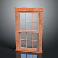Casement Window With Orange Wooden Frame Grid Panes And Modern Design