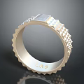 Modern Stylish Fashion Ring With Geometric Top Textured Zigzag Edge Band And Engraved LRG Initials