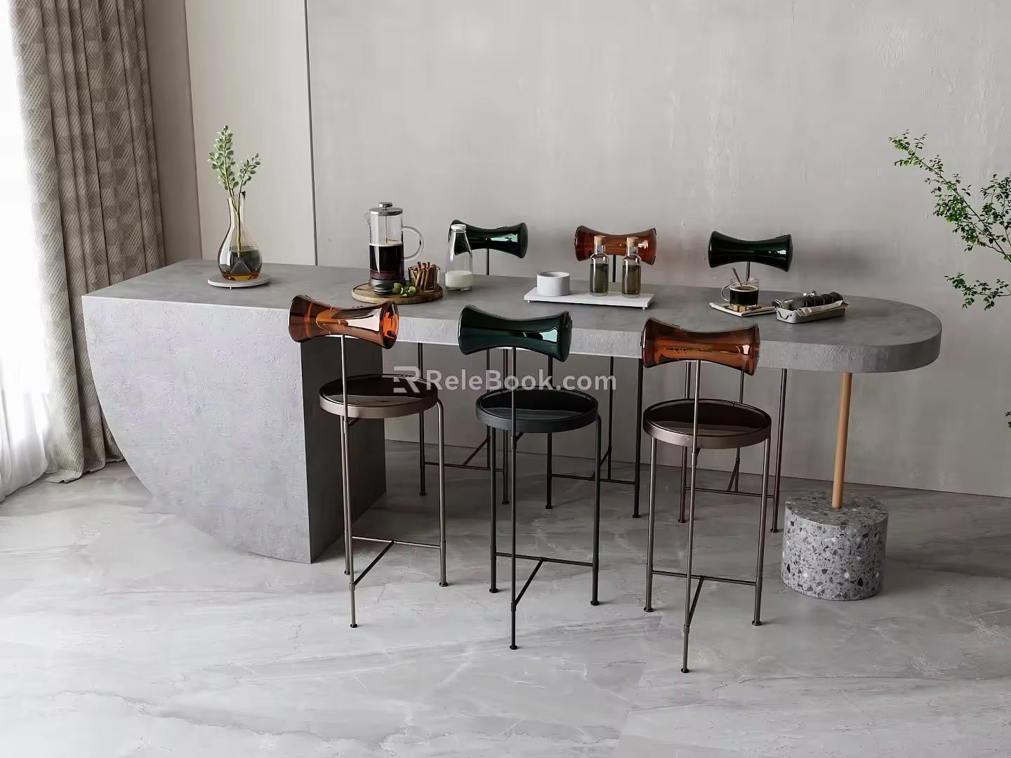 Modern Dining Table and Chair Combination 3d model