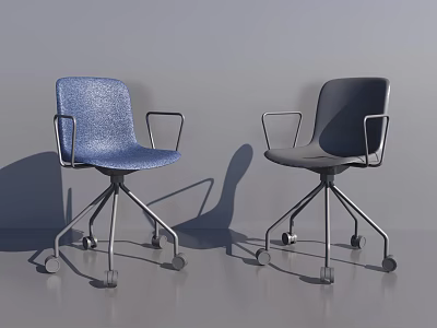 Modern Office Chair In Blue Gray With Armrests Swivel Wheels And Metal Base 3d model