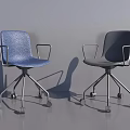 Modern Office Chair In Blue Gray With Armrests Swivel Wheels And Metal Base
