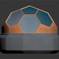3D Geometric Hemisphere Structure With Blue Orange Polygons And Gray Octagonal Base