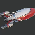 Red And Silver Futuristic Spaceship Model With Sleek Design And Thrusters 3d model