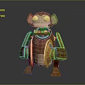 Cartoon Style Brown Monkey Game Movie Character With Large Ears And Playful Design