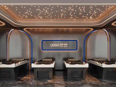 Luxury Modern Store Interior With Display Counters And Brand Logo Design 3d model