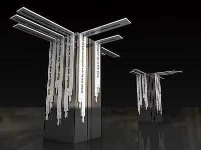 Modern Architectural Columns With Horizontal Extended Beams And Vertical Striped Details 3d model
