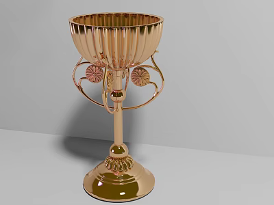 Gold Trophy With Ornate Base And Intricate Carvings On Decorative Stem 3d model