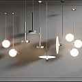 Modern Pendant Lights With Various Metal Designs And Spherical Shades For Interior Lighting