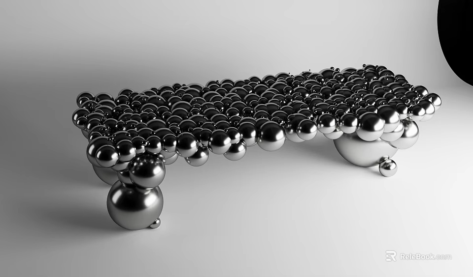 Modern Coffee Table Design Composed of Silver Spheres in Sculptural Arrangement 3d model 