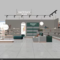 BADIMAN Shoe Store Interior With Display Shelves Blue Sofa And Green Accent Wall
