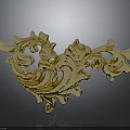 Intricate Plant Pattern Golden Carved Decorative Piece With Metallic Design