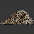 Natural Wood And Stone Raw Material Piles For Building And Decorative Projects