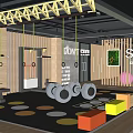 Modern Fitness Gym Interior Design With Hanging Rings Dumbbells And Colored Floor Mats