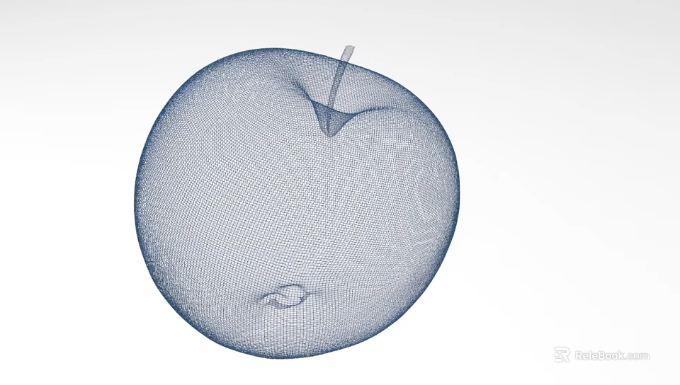 Wireframe Apple 3D Model in Blue for Home Living Decorative Use 3d model 