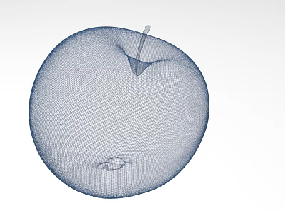 Wireframe Apple 3D Model in Blue for Home Living Decorative Use 3d model