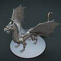 Intricate Silver Dragon Sculpture With Detailed Wings Scales And Standing Base