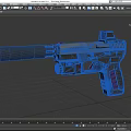 Futuristic Weapon Pistol With Black Body Red Accents And Tactical Scope