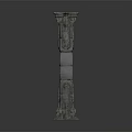 Classical Stone Column With Carved Base Ornate Capital And Textured Surface 3d model